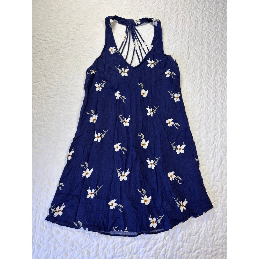 American Eagle Blue Floral Print Flowy Vneck Strappy Tank Top size medium